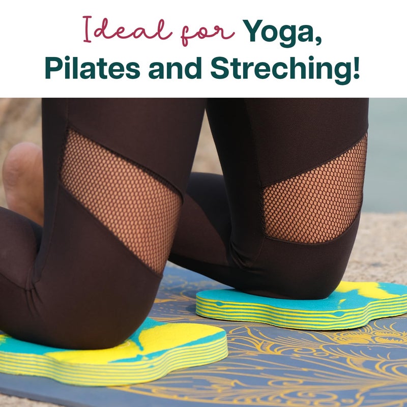 WISELIFE 16MM Knee & Elbow Cushion Pad - Aqua Yellow (Set of 2) | High Density Premium ECO TPE Foam Material | Extra Cushion, Professional Grip & | Support for Knees, Hands, Wrists, and Elbows | Planks, Pushups, Yoga, Meditation, Pilates, Exercise & Workout - Image 4