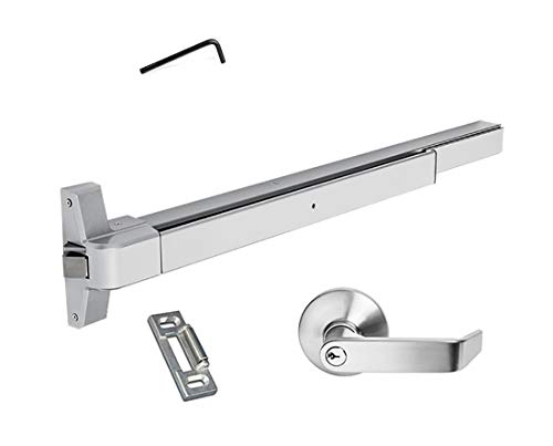 Dynasty Hardware Push Bar Panic Exit Device for Emergency Exit Doors Painted Aluminum with Exterior Lever Handle