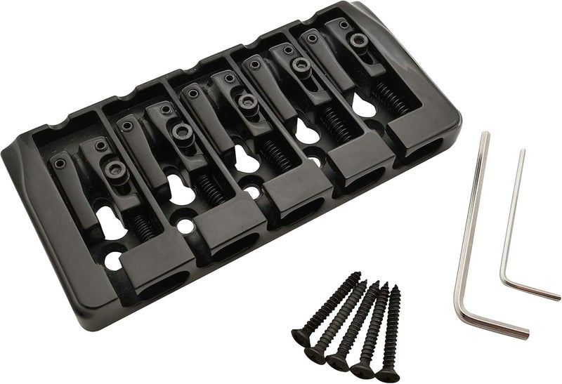 guyker 5 String Bass Bridge with Locking Zinc Saddles – Dual Load Type A Bridges String Space 19mm Replacement for Jazz Bass or Precision Electric Instruments (Black) - Image 1