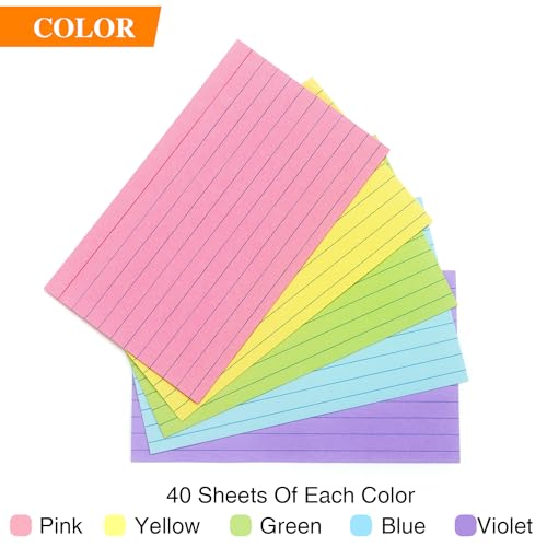 Tamaki Colored Index Cards 3 X 5, Flash Cards Ruled Note Cards for School, 200 Count, Home and Office Flash Cards for studying - Image 3