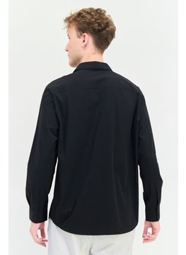 SELECTED Men Loose Fit Brand Logo Full Sleeves Casual Shirt, Black  - Image 4
