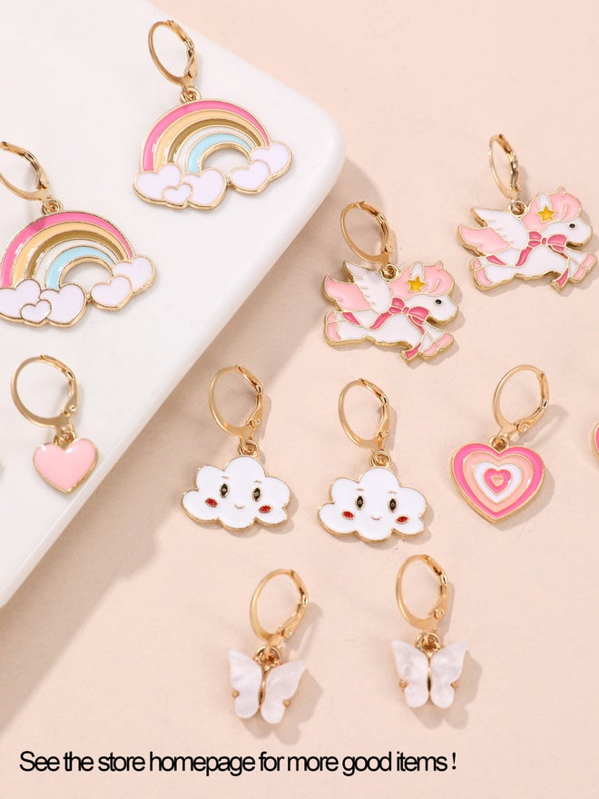 Take Two Pack of 6 - Pink and Gold Charm Earrings - Image 5