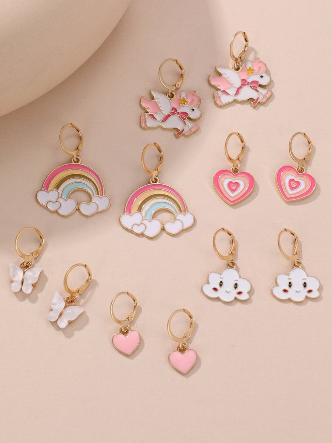 Take Two Pack of 6 - Pink and Gold Charm Earrings - Image 4