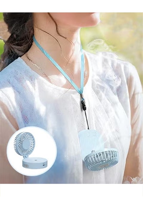 3-in-1 Mini Desktop Fan，Portable Misting Fan，3-speed Adjustable Small Handheld Fan，Quiet and Noiseless，Suitable for Travel and Office Use，Blue