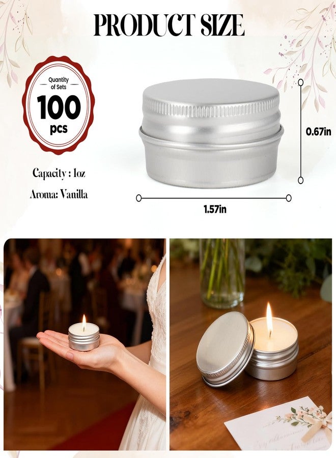 Veiuwa 100 Pcs 1 Oz Mini Vanilla Scented Soy Candle Set,Wedding Favors for Guests Bulk 100,The Quantity of Multiple Sets Meets Your Needs for Wedding and Party Gifts and Party Favors. - Image 3