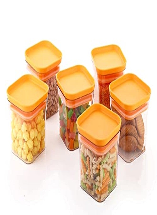 YouBee® Unbreakable Air Tight Kitchen Storage Container for Rice | Dal | Atta, BPA-Free, Flour | Cereals | Snacks | Stackable | Modular, 600 Ml Set 6 (Orange) - Image 5