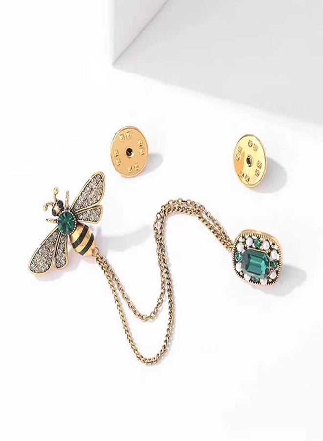 Pmeixcy Vintage Honey Bee Brooch Pins for Women Men CZ Crystal Lapel Pin Badge Hanging Tassel Chains Collar Brooches Pin Shirt Collar Pins Hat Scarf Tie Pins Accessories - Image 5