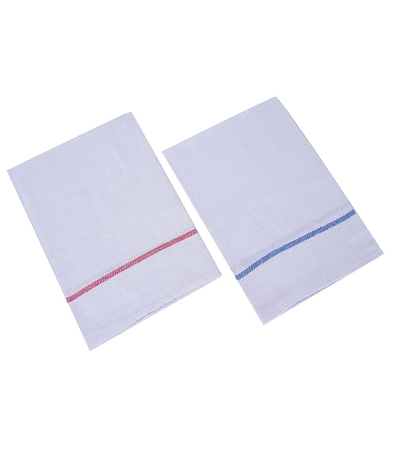COMFORT WEAVE Cotton Kerala Bath Towels (Thorthu) Pack of 2 Pcs (30" X 60"), White, 152.4X76.2 Cm, 200 TC, 152.4 Centimeters - Image 4
