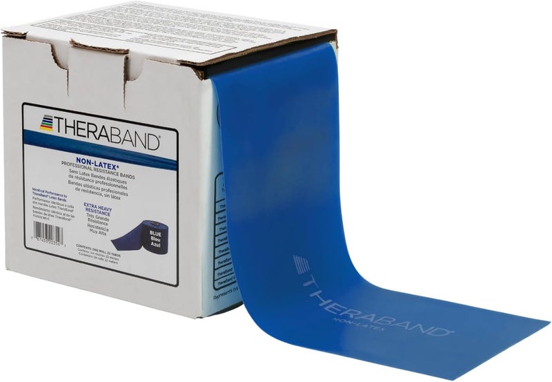 THERABAND Extra Heavy Blue Non-Latex Resistance Band 25 Yard Roll for Upper & Lower Body Exercise - Image 1