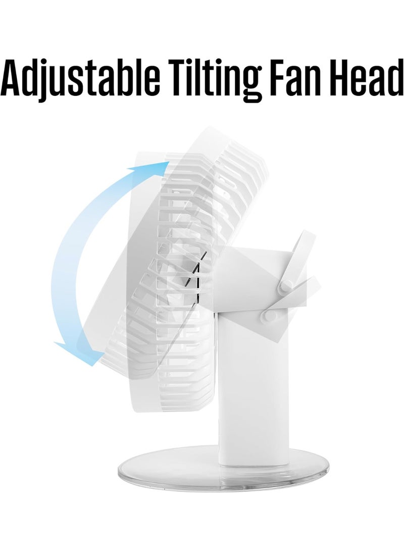 Westinghouse مروحة مكتب قابلة لإعادة الشحن - ضوء ليلي LED، مروحة طاولة USB بسرعة 4، مروحة محمولة هادئة بقاعدة دائرية مستقرة لغرفة النوم، المكتب، المنزل – 225 مم × 182 مم - Image 3