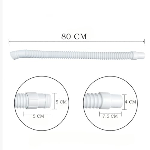HOMEMATES Flexible PVC Sink Drain Pipe 80cm, Wash Basin Outlet Pipe, Anti-Clog Drain Hose for Bathroom or Kitchen Sink, Expandable Waste Water Pipe, Easy Installation, Durable and Leak-Proof (White) - Image 2