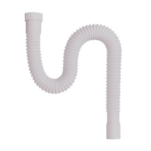 HOMEMATES Flexible PVC Sink Drain Pipe 80cm, Wash Basin Outlet Pipe, Anti-Clog Drain Hose for Bathroom or Kitchen Sink, Expandable Waste Water Pipe, Easy Installation, Durable and Leak-Proof (White) - Image 1