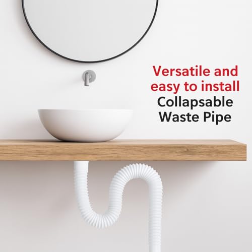 HOMEMATES Flexible PVC Sink Drain Pipe 80cm, Wash Basin Outlet Pipe, Anti-Clog Drain Hose for Bathroom or Kitchen Sink, Expandable Waste Water Pipe, Easy Installation, Durable and Leak-Proof (White) - Image 5