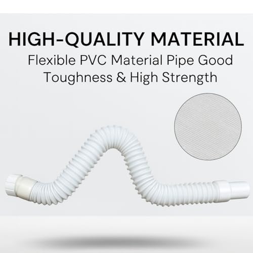HOMEMATES Flexible PVC Sink Drain Pipe 80cm, Wash Basin Outlet Pipe, Anti-Clog Drain Hose for Bathroom or Kitchen Sink, Expandable Waste Water Pipe, Easy Installation, Durable and Leak-Proof (White) - Image 4