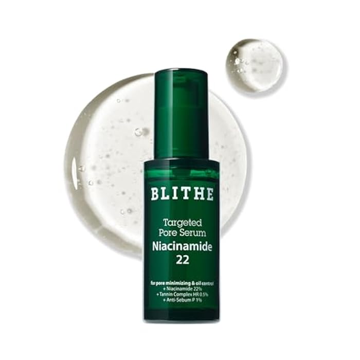 BLITHE Targeted Pore Serum with 22% Niacinamide for Oil Control, Pore Minimizer for Face, Korean Skin Care, K-Beauty Gift & Stocking Stuffer Idea – 1 fl oz - Image 1