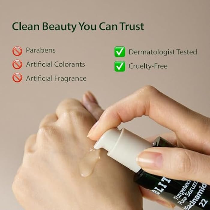 BLITHE Targeted Pore Serum with 22% Niacinamide for Oil Control, Pore Minimizer for Face, Korean Skin Care, K-Beauty Gift & Stocking Stuffer Idea – 1 fl oz - Image 5