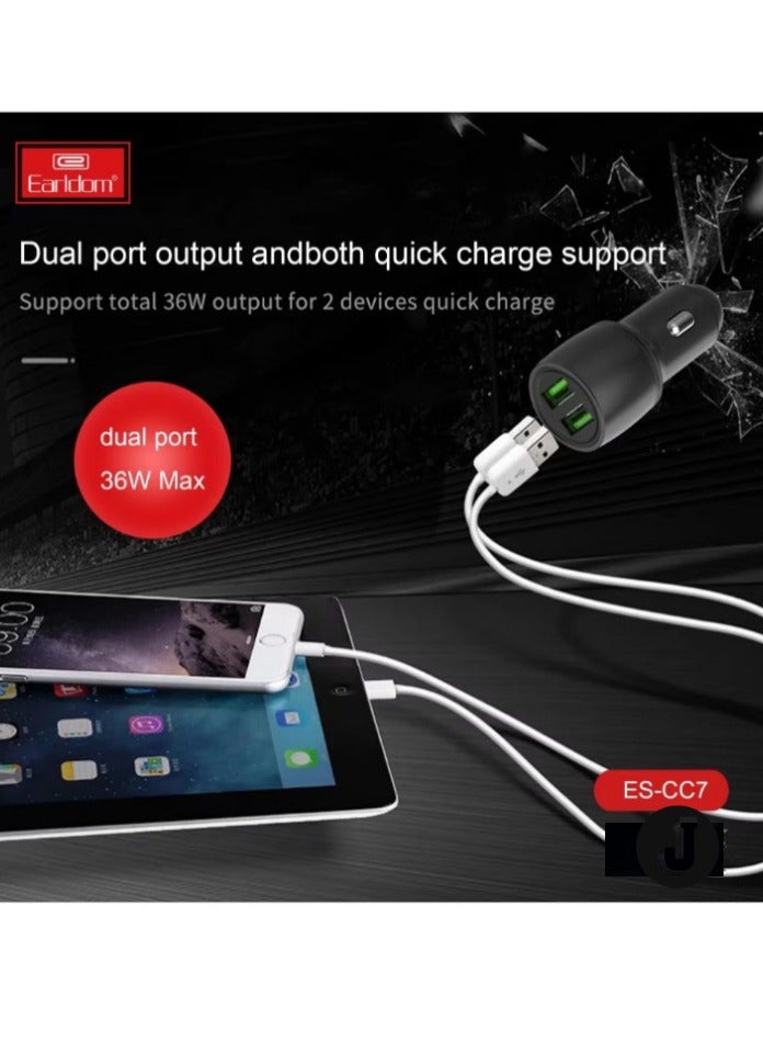 JAJEEK Dual Ports 36W Car Charger with Type-C Cable – Fast Charging on the Go - Image 3