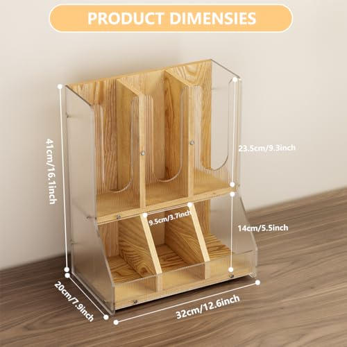 BYCY Coffee Bar Organizer for Countertop,Wooden Shelf for Tea Station with acrylic boards,Coffee Cup and Lid Organizer Coffee Pod Holder Accessories Storage for Office, Home - Image 3