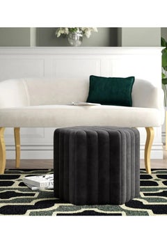 Wooden Twist Wooden Twist Hexagonal Shape Solid Wood Pouf Ottoman Stool  - Image 1