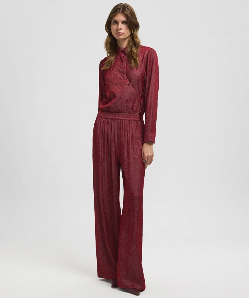 ابيكول Textured Wide-Leg Trousers