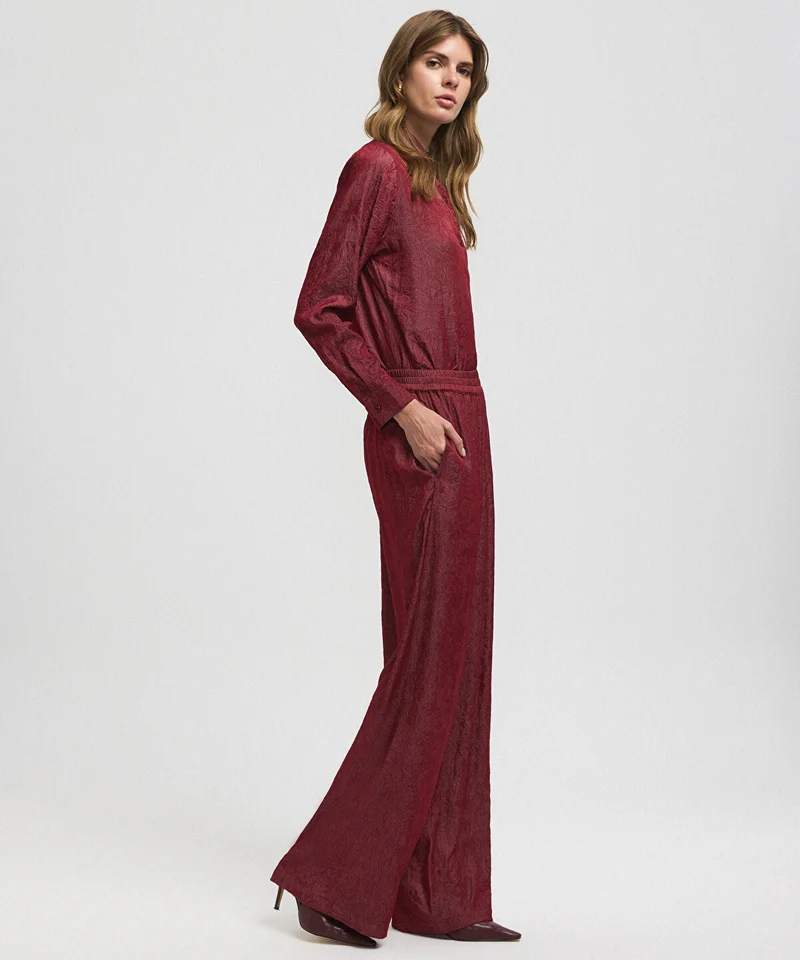 ابيكول Textured Wide-Leg Trousers