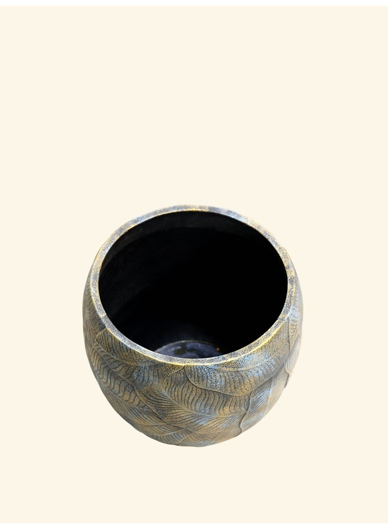 أصيص زراعة إسمنتي عصري (30×27 سم) – أصيص مزخرف بنقوش أوراق للاستخدام الداخلي والخارجي - Image 5