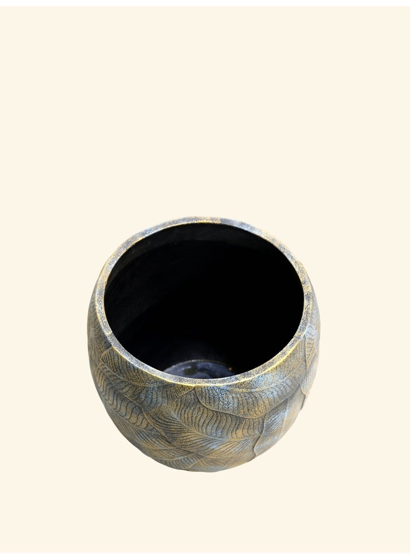 أصيص زراعة إسمنتي عصري (30×27 سم) – أصيص مزخرف بنقوش أوراق للاستخدام الداخلي والخارجي - Image 5
