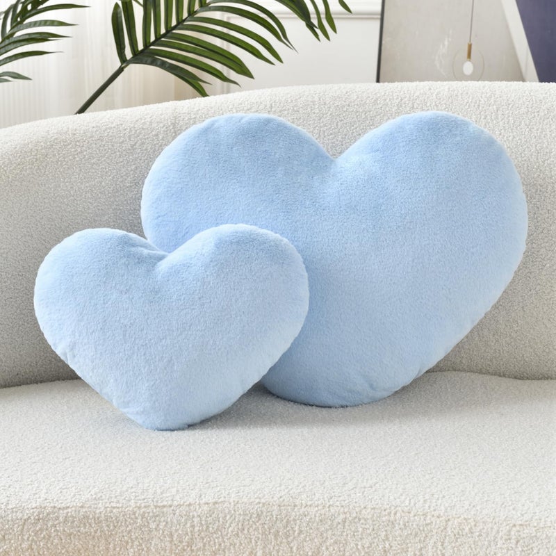 Petrella Heart Pillow Cute Fuzzy Pillows Throw Pillows for Bed Livingroom Home Decor Cushion Decorative Aesthetic Preppy Pillows Blue Small 13""x10"" - Image 2