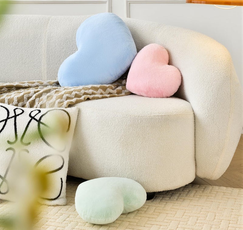 Petrella Heart Pillow Cute Fuzzy Pillows Throw Pillows for Bed Livingroom Home Decor Cushion Decorative Aesthetic Preppy Pillows Blue Small 13""x10"" - Image 4