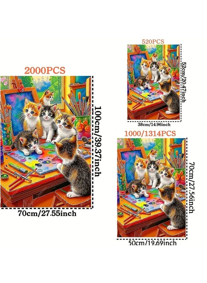 YF3363 1314 Pcs Large Jigsaw Puzzle Cute Kittens Painting Wall Decor 27 55x19 69 Inch - Image 3