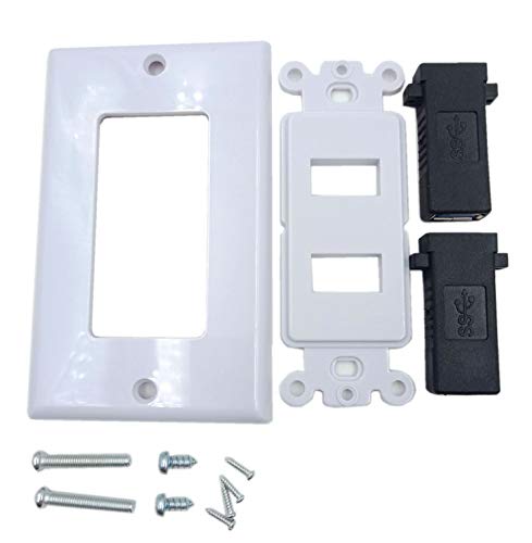 Haokiang 4.2A USB 3.0 Receptacle Outlets Wall Plates Panel, Haokiang 2 High Speed USB 3.0 Charging Dual Female Port Wall Plates Included, Size 115 MM x 70 MM - Image 3