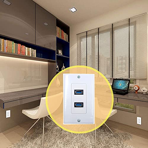 Haokiang 4.2A USB 3.0 Receptacle Outlets Wall Plates Panel, Haokiang 2 High Speed USB 3.0 Charging Dual Female Port Wall Plates Included, Size 115 MM x 70 MM - Image 4