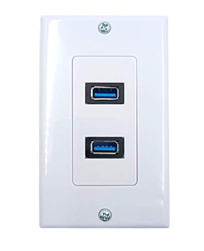 Haokiang 4.2A USB 3.0 Receptacle Outlets Wall Plates Panel, Haokiang 2 High Speed USB 3.0 Charging Dual Female Port Wall Plates Included, Size 115 MM x 70 MM - Image 1