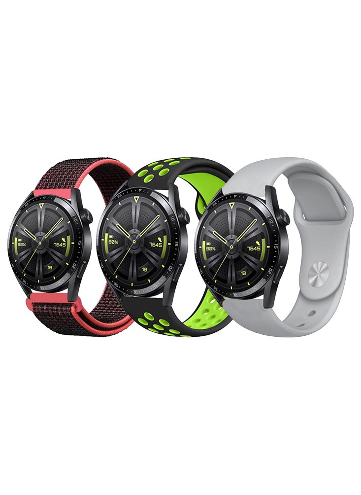 Perfii 3pcs Watchband Bundle Compatible with all Samsung, Huawei, Amazfit, Fitbit and Honor with 22mm band size  - Image 1