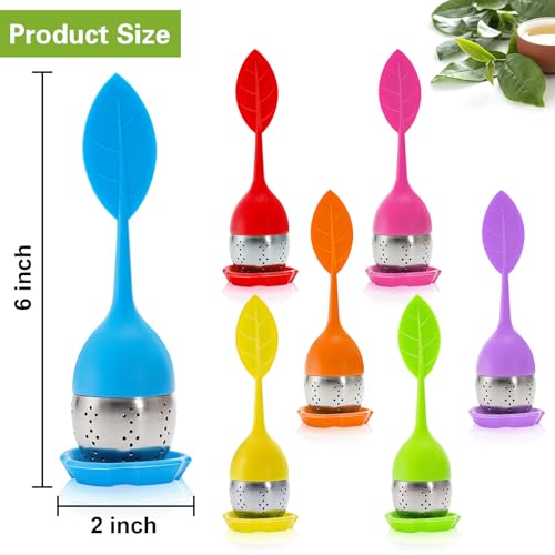 Bekith 7 Pack Silicone Tea Infuser, Cute Loose Leaf Tea Steeper, Fine Mesh Tea Strainer with Drip Tray, Stainless Steel Tea Filter Ball Tea Diffuser Steeper for Cup Mug - Image 2