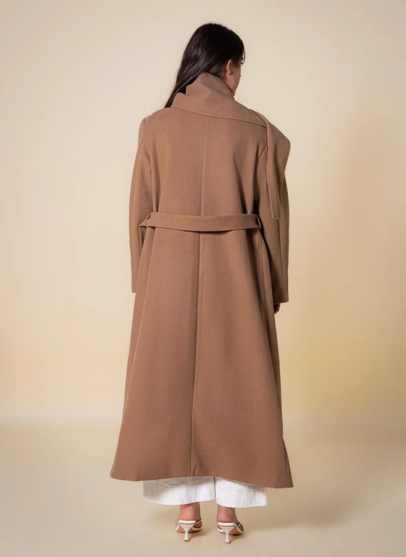 SHAPES LONG COAT WITH SCARF