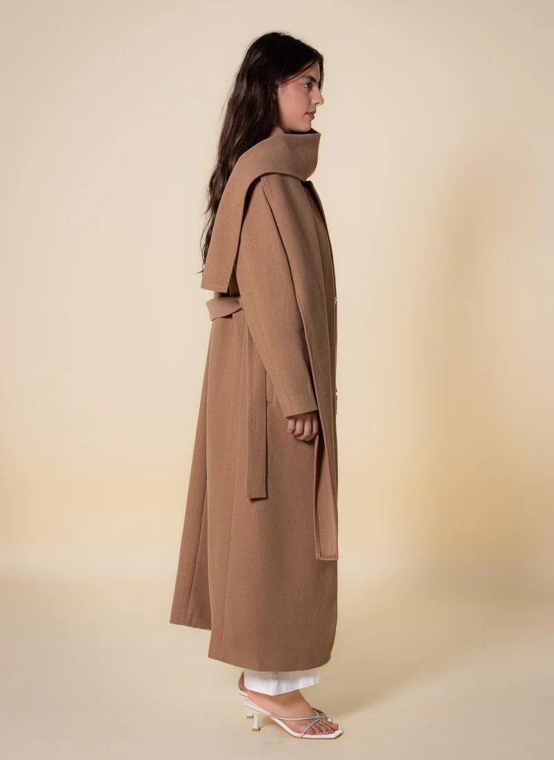 SHAPES LONG COAT WITH SCARF