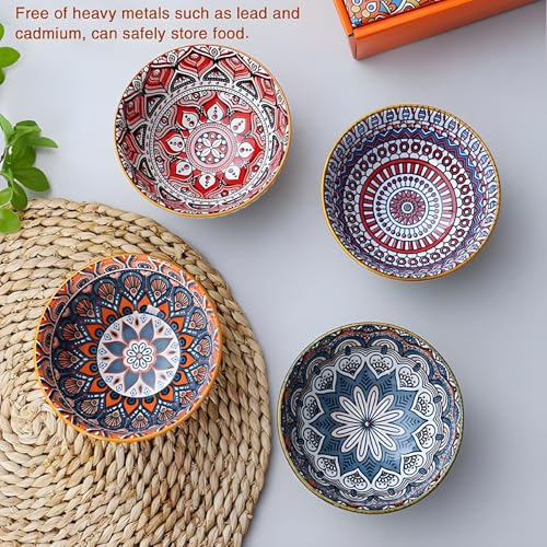 ONICORN® Porcelain Dessert Bowls Gift Box Set Ceramic Bowl for Ice Cream, Soup, Rice, Snack, Side Bowl, Microwave and Dishwasher Safe - Unique Design (Multicolor, Pack of 2) - Image 3