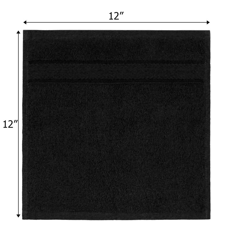 COTTON CRAFT Ultra Soft 12 Pack Wash & Face Cloths 12x12 - Highly Absorbent Bathroom Shower Kitchen Utility Towels - Use Everyday - Easy Care Machine Wash - Premium Ringspun Cotton 580 GSM - Black - Image 2