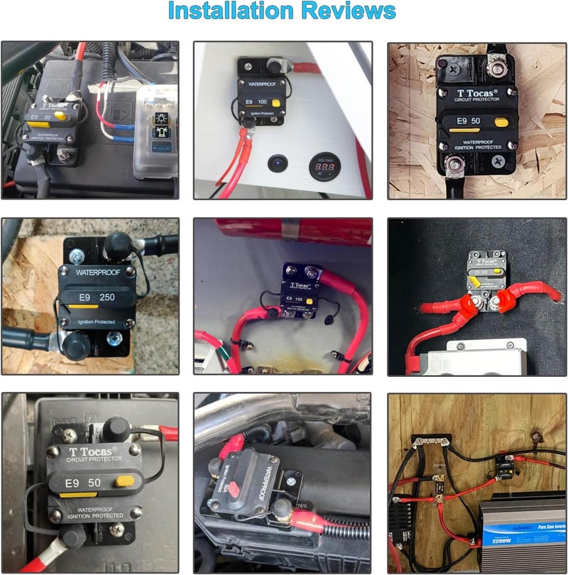 T Tocas 80A Circuit Breaker Switch Manual Reset 12V-48V DC Waterproof - Image 2