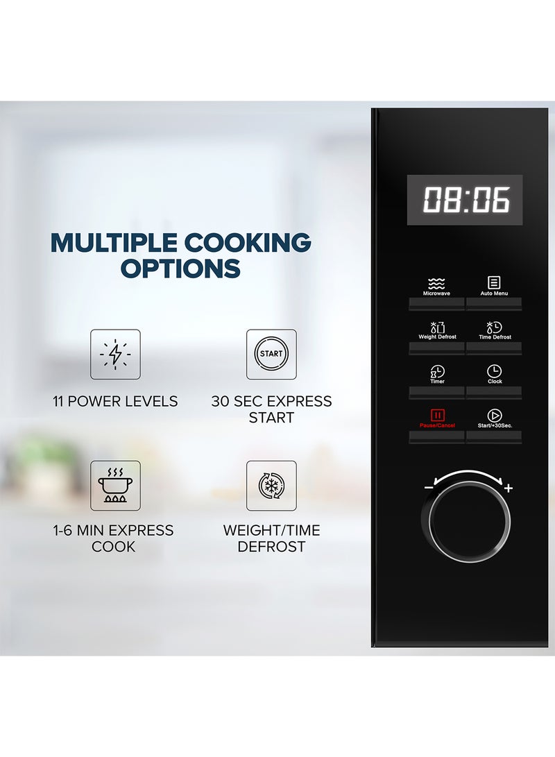 NIKAI 25L Microwave Oven with Digital Touch Control Panel, 30 Sec Express Start, 8 Auto Preset Menu,  5 Power Levels, Perfect for Instant Reheating, Defrosting & Cooking, Child Safety Lock, Convenient Pull Hand Door 25 L 800 W NMO2610DB Black - Image 5
