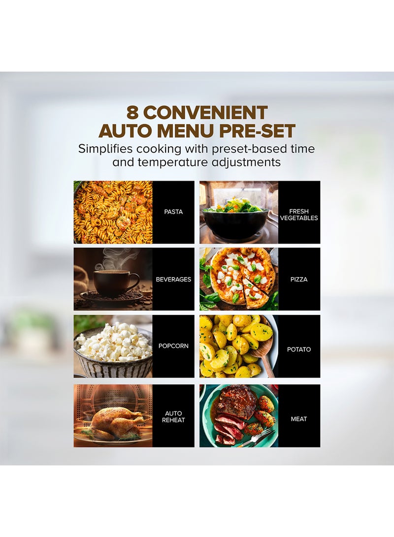 NIKAI 25L Microwave Oven with Digital Touch Control Panel, 30 Sec Express Start, 8 Auto Preset Menu,  5 Power Levels, Perfect for Instant Reheating, Defrosting & Cooking, Child Safety Lock, Convenient Pull Hand Door 25 L 800 W NMO2610DB Black - Image 4