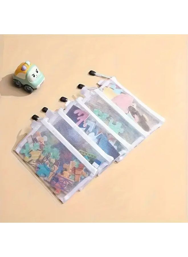 9pcs Large Capacity Mesh File Organizer Bags Transparent Breathable Nylon With Zipper Closure Color Coded For Office Travel Home Organization Size M - Image 3