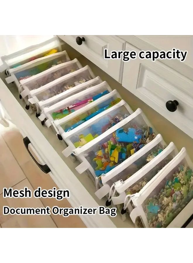 9pcs Large Capacity Mesh File Organizer Bags Transparent Breathable Nylon With Zipper Closure Color Coded For Office Travel Home Organization Size M - Image 1