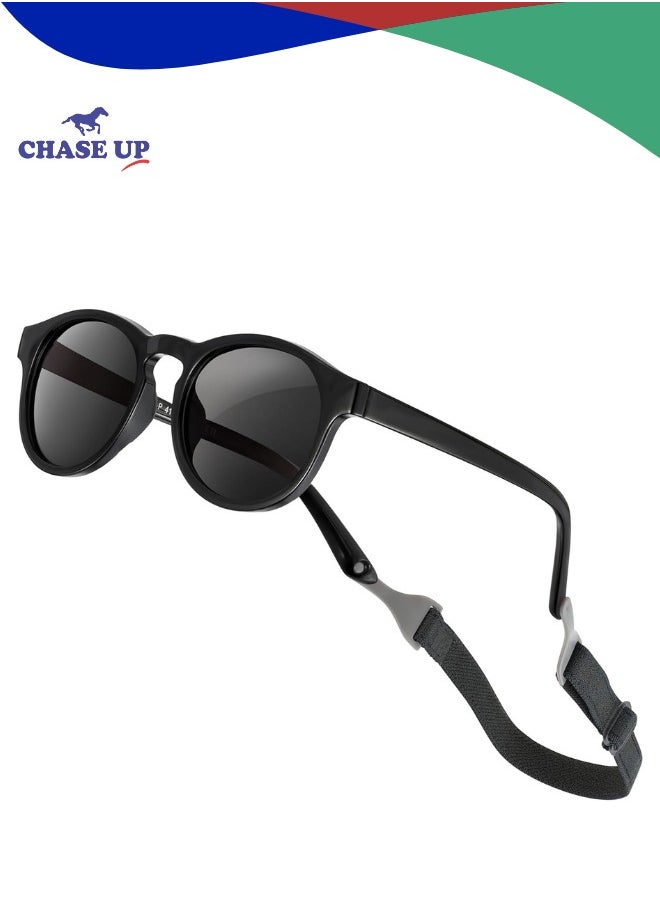 Chase Up Adjustable Polarized Baby Sunglasses, Bendable Flexible Polarized Newborn Baby Sunglasses with Silicon Strap for Infant Boys Girls Age 0-12  - Image 1