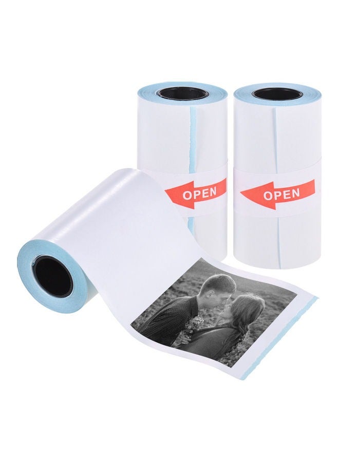 Generic Thermal Paper Roll, 3 Rolls Self-Adhesive Thermal Paper Roll White Sticky Paper 57X30Mm For Phomemo Pocket Thermal Printer  - Image 1