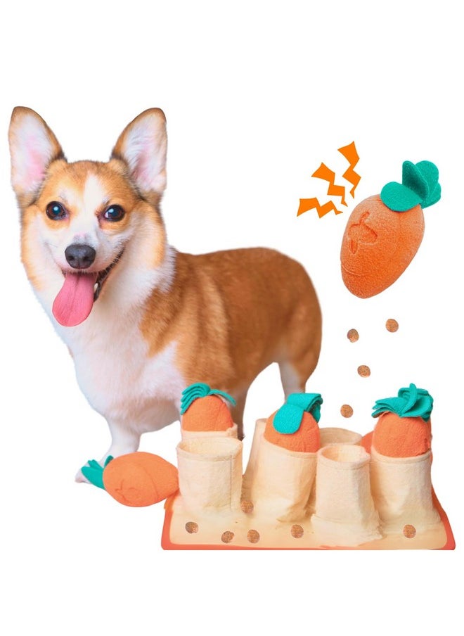 FOSSA Boredom Buster for Small and Medium Dog, Interactive Treat Puzzle Rug, Slow Feeder Mat with Squeaky Carrots, 20-40 Mins Self-Entertainment Toy, Enrichment Toy Gifts for Dog  - Image 1