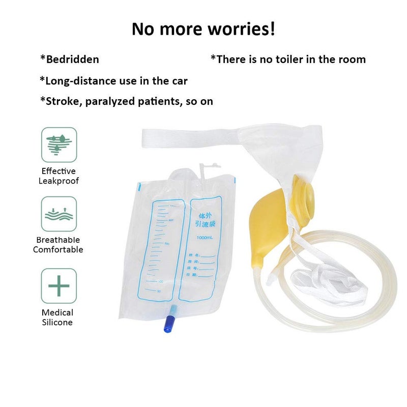 comfrt Urine Collector Bag, Adults Urinal with Urine Catheter Bags Latex Ventilate Urine Collector Travel Incontinence Bags with Elastic Waistband for Women Men(Men Normal Type) - Image 2
