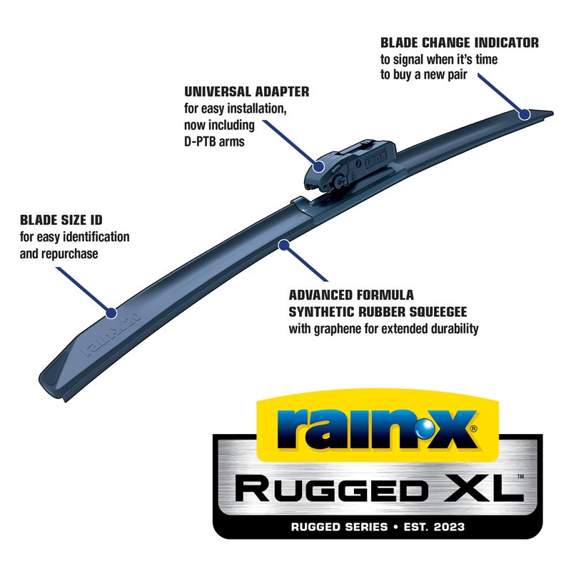 Rain-X 870418 Rugged XL Wiper Blade 18", Windshield Wipers Replacement, Quiet & Durable Beam Design, All Weather Performance & Easy Universal Install, Blade Wear Indicator (Pack of 1) - Image 2