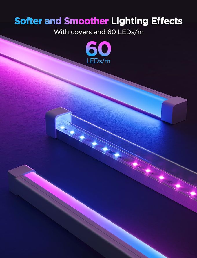 Govee RGBIC LED Strip Lights 9.8ft with Covers, Smart LED Lights Work with Alexa and Google Assistant, Diffuser Channel with LED Lights for Bedroom, Skirting Lines, Studio, Cabinet - Image 2
